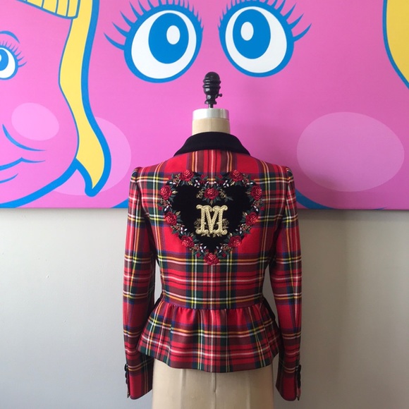 Moschino Jackets & Blazers - Moschino Black Heart Plaid Embroidered Blazer